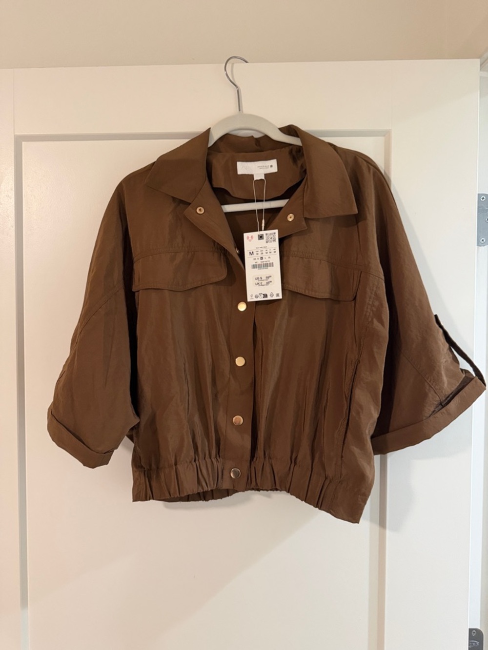 Zara NWT Brown Cropped Utility Jacket and Pants with Gold Buttons